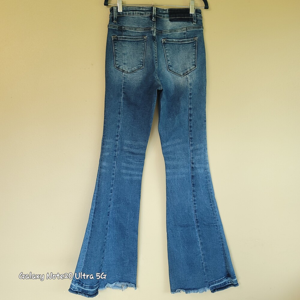 Vervet by Flying Monkey High Rise Front Seam Raw Hem Flare Jeans Sz 27 Like New - Picture 5 of 7